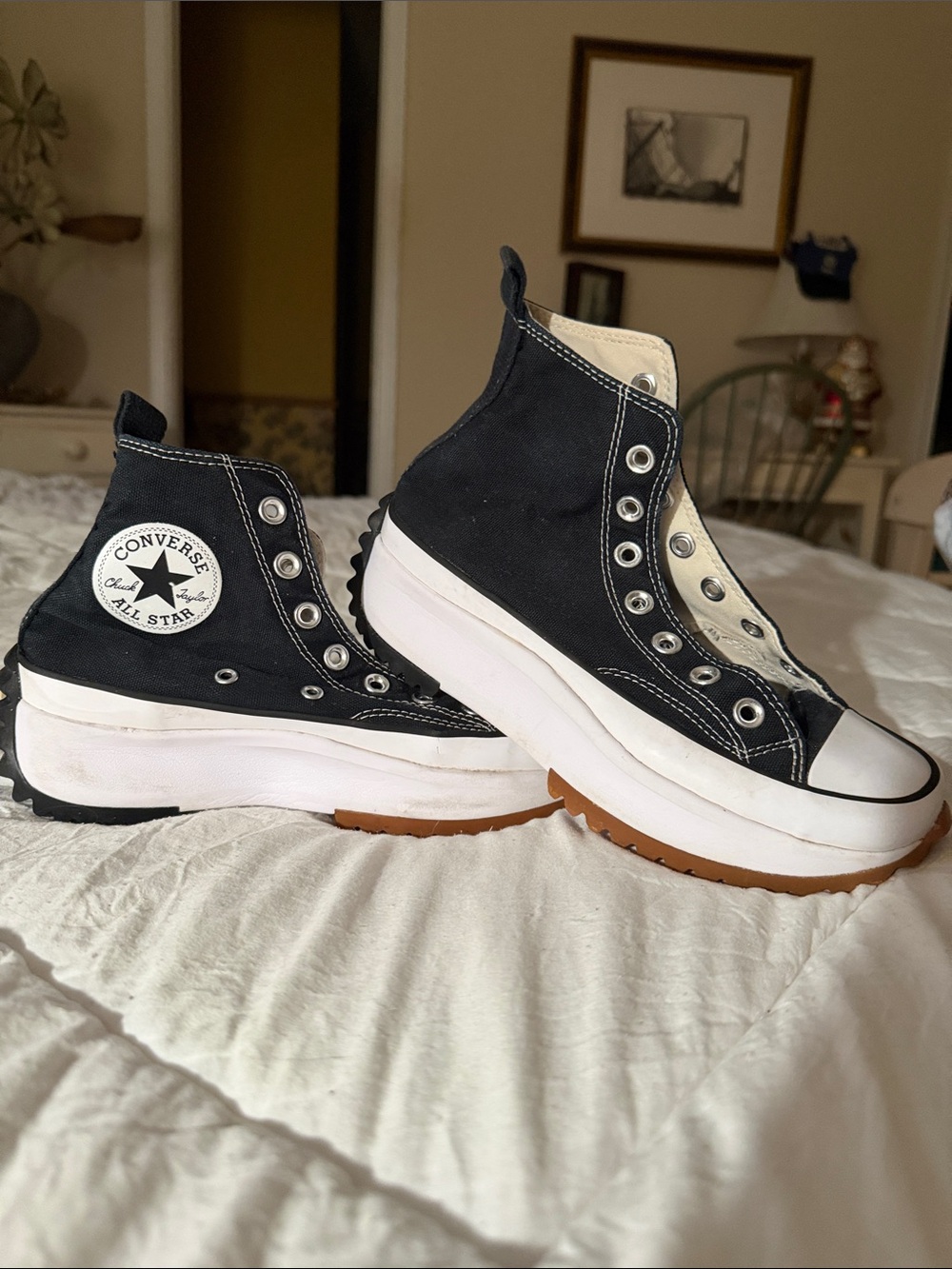 Converse Chuck Taylor All Star Run Star Hike Platform High Top in Black & White